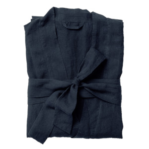 Gift: Women's linen dressing gown blue black