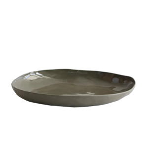 Ceramic organic shaped platter olive 38cm