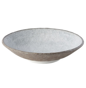 Crazed grey large shallow porcelain bowl 24cm