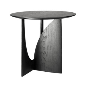 Oak geometric side table black 50cm