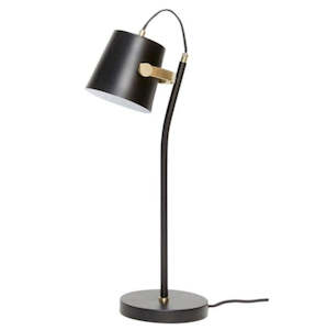 Black table lamp with brass detailing