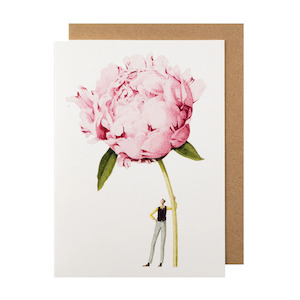 Pink peony illustration card