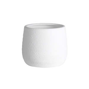 Textured bellied pot white 15cm