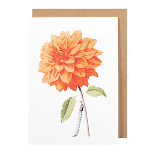 Gift: Orange dahlia illustration card