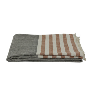 Herringbone striped throw 130 x 170cm black spice