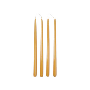 Broste set of 4 tall taper candles 38cm glossy golden yellow