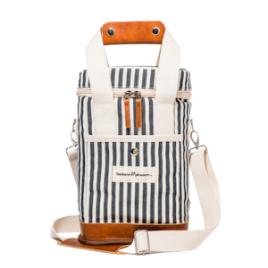 Wine cooler bag navy stripes