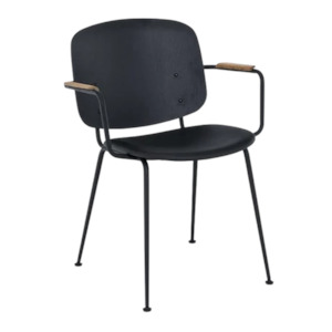 Grapp buffalo leather dining armchair black