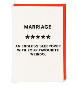 Gift: Marriage an endless sleepover card