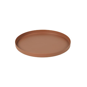 Broste round iron tray 22cm camel