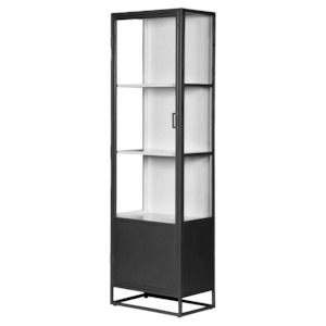 Metal single door glass cabinet 200cm black