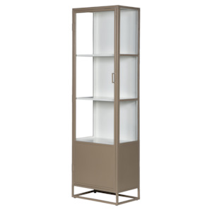 Metal single door glass cabinet 200cm biscuit