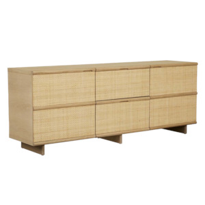 Hartley woven rattan sideboard light oak