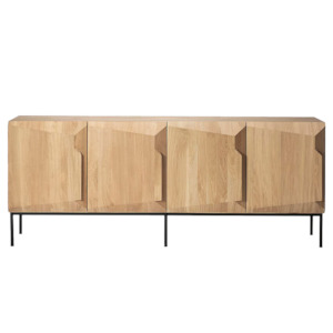 Oak angled sideboard 4-door 200cm natural