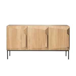 Oak angled sideboard 3-door 150cm natural