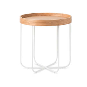 Segment plywood side table 45cm white