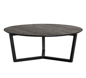 Oak tripod coffee table black 96cm