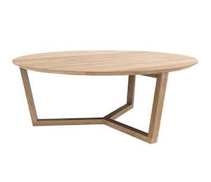 Oak tripod coffee table natural 96cm