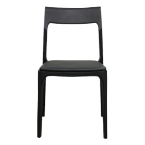 Black ash wood dining chair with leather seat black