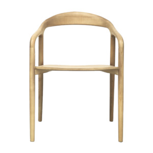 Ash wood dining chair with arms natural