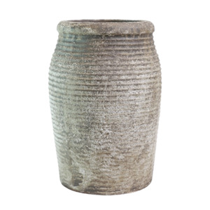 Ribbed earthenware aged vessel 32cm