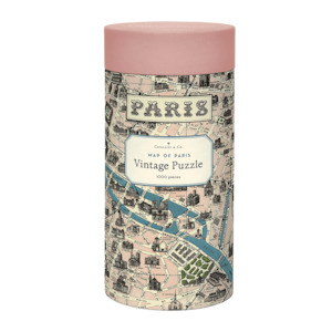 1000-piece vintage jigsaw puzzle map of Paris