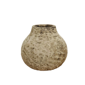 Gift: Aged earthenware wide mouth vessel 18cm