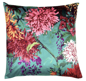 Chintz Velvet Garden Cushion - Teal