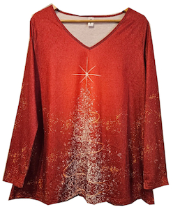 Christmas Tree Long Sleeve Top - Stars