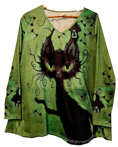 Long Sleeve Top - Halloween Black Cat