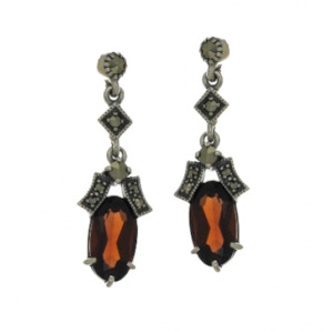 Esse Garnet & Marcasite Drop Earrings