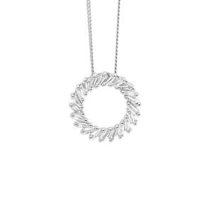 Ellani Silver CZ Open Circle Necklace