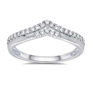 Jewellery: White Gold Diamond Double V Shaped Ring