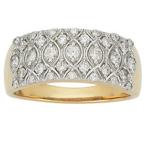 9ct Gold Wide Diamond Band