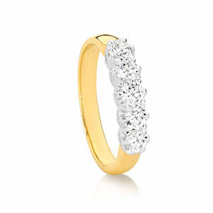 9ct Yellow Gold Diamond Five Stone Ring