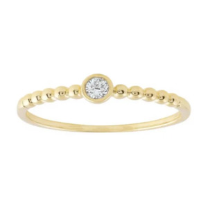 9ct Gold Beaded Diamond Solitaire Ring