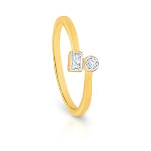 9ct Yellow Gold Brilliant & Baguette Diamond Ring