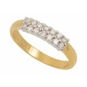 9ct Two Tone Double Row Diamond Ring