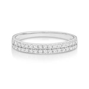 9ct White Gold Diamond Double Row Band