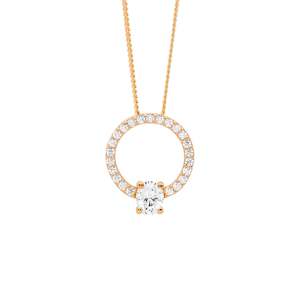 Jewellery: Ellani Open Circle CZ Necklace