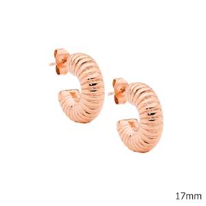 Ellani Rose Steel Corrugated Hoop Earrings