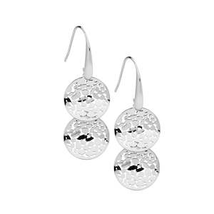 Jewellery: Ellani Steel Double Disk Drop Earrings