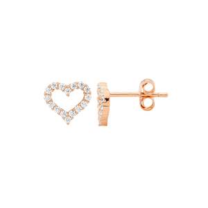 Ellani Rose CZ Heart Stud Earrings