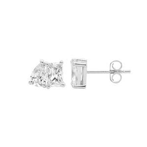 Ellani Silver Emerald & Pear Cut CZ Earrings