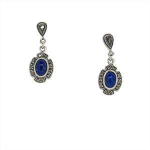 Jewellery: Esse Lapis and Marcasite Stud Drop Earrings