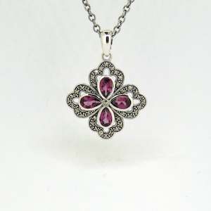 Esse Rhodalite Garnet and Marcasite Necklace