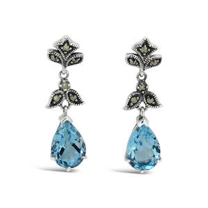 Esse Blue Topaz Pear Shaped Stud Drop Earrings