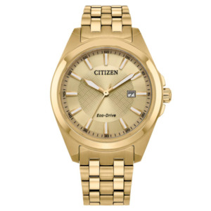 Mens Gold Eco-Drive Champagne Dial Watch