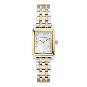 Bulova Ladies Two-Tone Diamond set Rectangle Watch