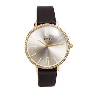 Jewellery: JAG 'Carine' Ladies Gold Watch with Brown Leather